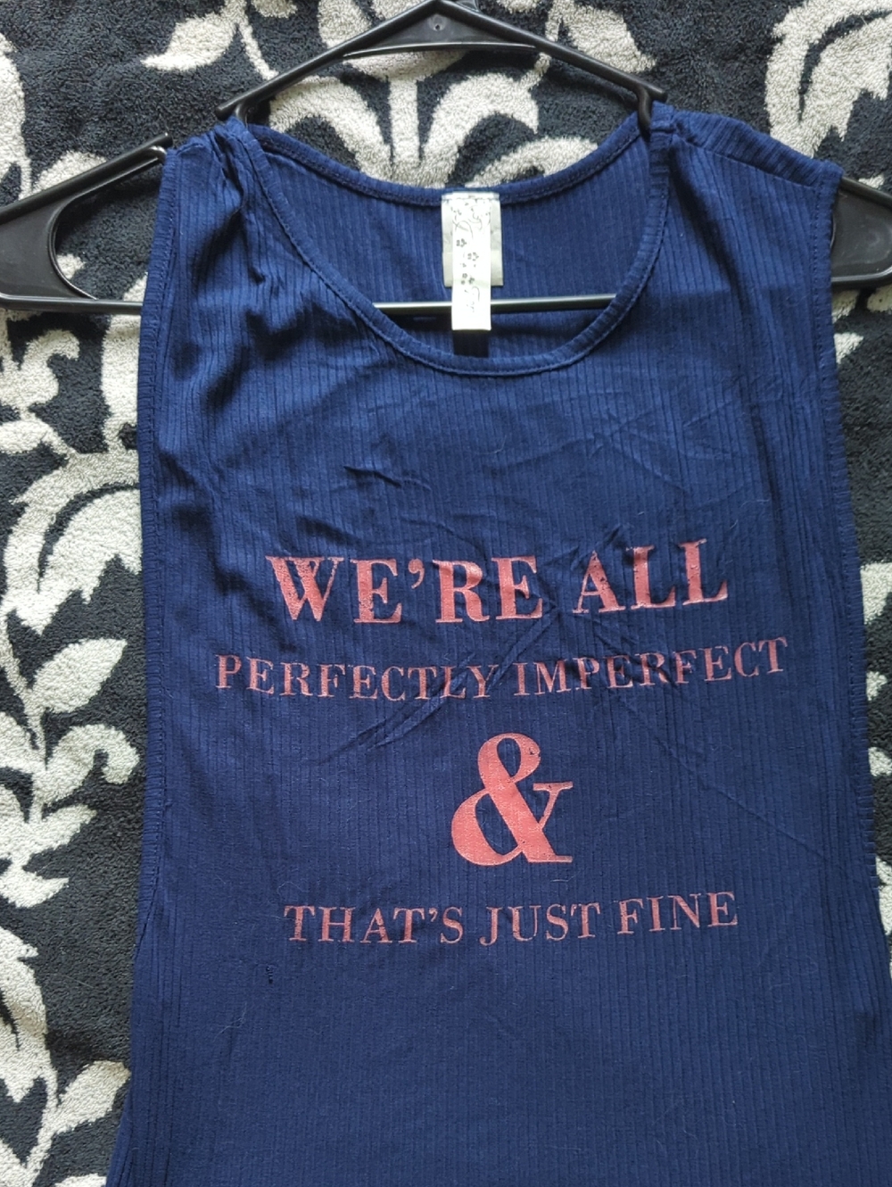 "Were All Perfectly Imperfect" Topia Ribbed Scoop Neck Stretch Tank Midi Dress M